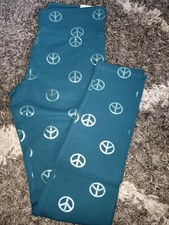 Girls justice full length legging size 12 new teal peace signs