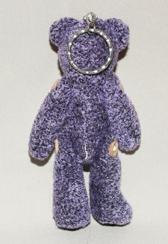 Vintage? Small Jointed Teddy Bear Keyring Plum 5 ½” Tall Cute! - Picture 2 of 4