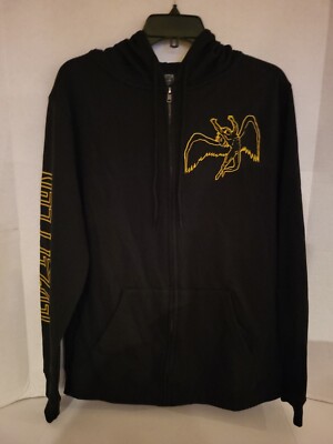 Led Zeppelin Men's Black Full Zip  Symbols Hoodie Sweatshirt, Size Medium NWOT 