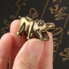 Brass Hippopotamus Figurine Small Animal Statue Table Office Home Decoration Toy