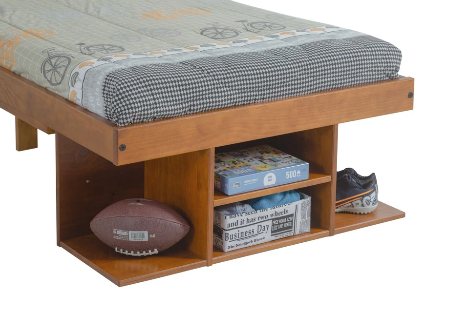 Cama Memomad Bali - Marco de cama con plataforma de almacenamiento de tamaño doble con cajones (roble) Foto 4 de 4