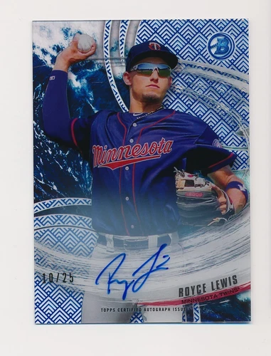 2018 Bowman High Tek Ocean Blue Tidal Diffractor #/25 Royce Lewis #TY-RL Auto