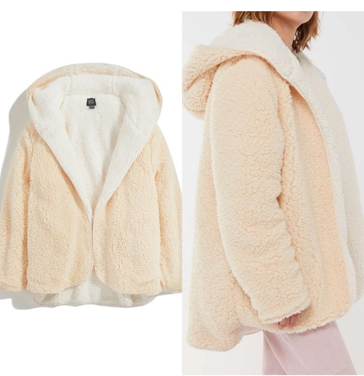 OFF WHITE Urban Outfitters Sherpa Teddy Jacket XS SM