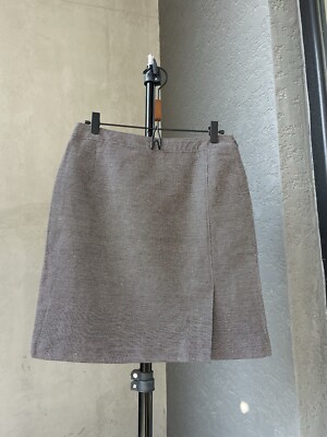 A.P.C Rue Madam Paris Brown & White  Skirt, Sz 4 (US) 36 (EUR) Linen , Cotton