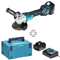 Makita Winkelschleifer DGA511RTJ 18V / 5,0Ah, Mit 2 Akkus, LadegeräT Und Makpac
