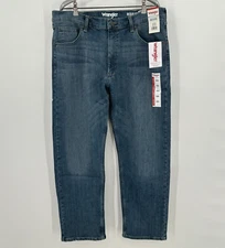 Wrangler Men's Foundation Jeans 36x30 Regular Fit Straight Leg Steel Blue 73454