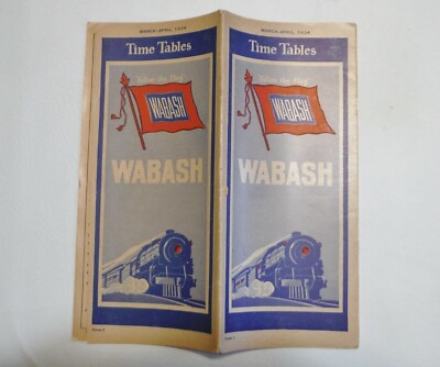 Vintage 1934 Wabash Railway Eisenbahn Zug Zeittafel Fahrpreise Chicago Detroit