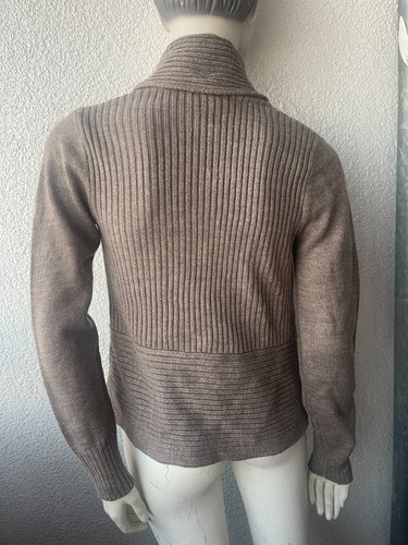 H&M Strick Jacke kurz offen Strickjacke Cardigan XS Hellbraun Rippstrick Ripp - Bild 4 von 4