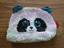 TY Fashion Flippy Sequin Accessory Bag 8" Zippered Purse BAMBOO Panda Bear