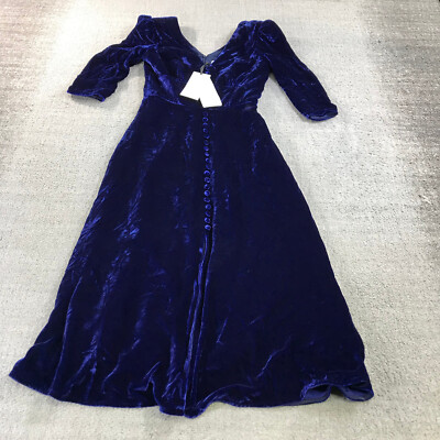 Saloni Dress Womens Liquid Velvet Dress Margot Saphire Printed