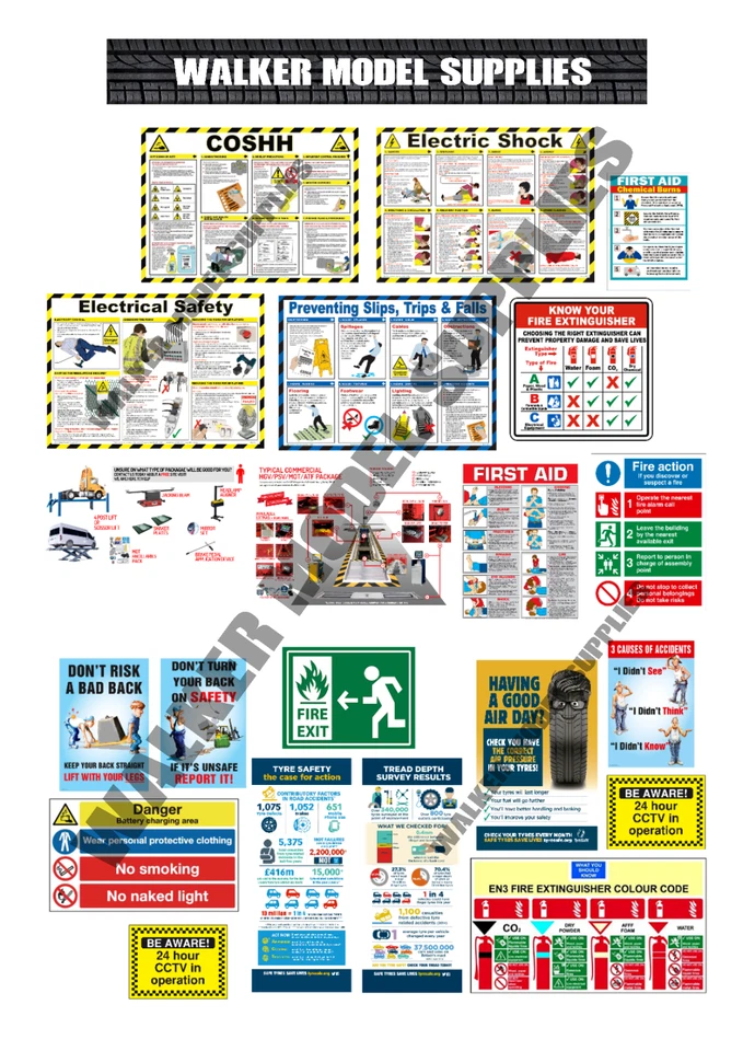 1:10 Scala Pre-tagliati Garage Safetey Segnale Adesivi Modello Auto. Set 1 - Immagine 3 di 4