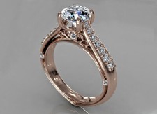 2Ct Round Cut Created Diamonds Wedding Women Solitaire Ring 14K Rose Gold Finish