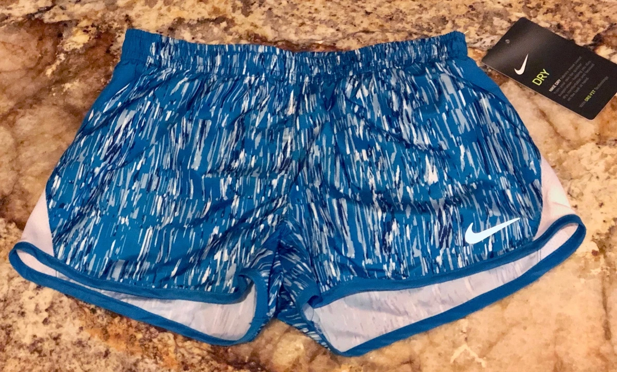 NIKE Tempo Dri Fit Printed Photo Roy Blue White Running Shorts NEW