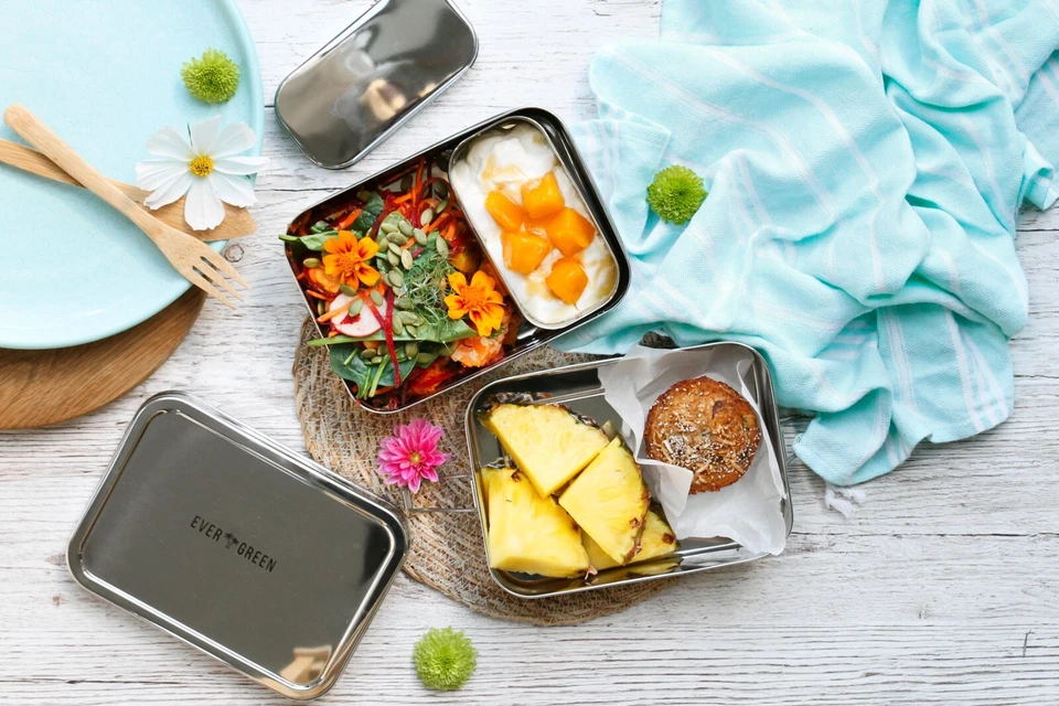 Evergreen Stainless Steel Lunch Box 3-Compartment w/ Lid, BPA-Free Bento Large - image 4 of 4