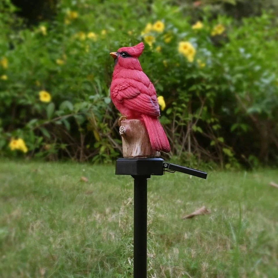 Cardinal Garden Decor Red Bird Figurine Memorial Solar Light Outdoor Stake Patio - Image 3 of 4