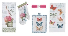 Kay Dee Designs 5 Pc Kitchen Towels, OvenMitt, PotHolder & Swedish Cloth Set
