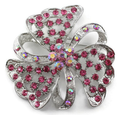 Pink Austrian Rhinestone Crystal Exquisite Bridal Wedding Brooch Pin PN 30003