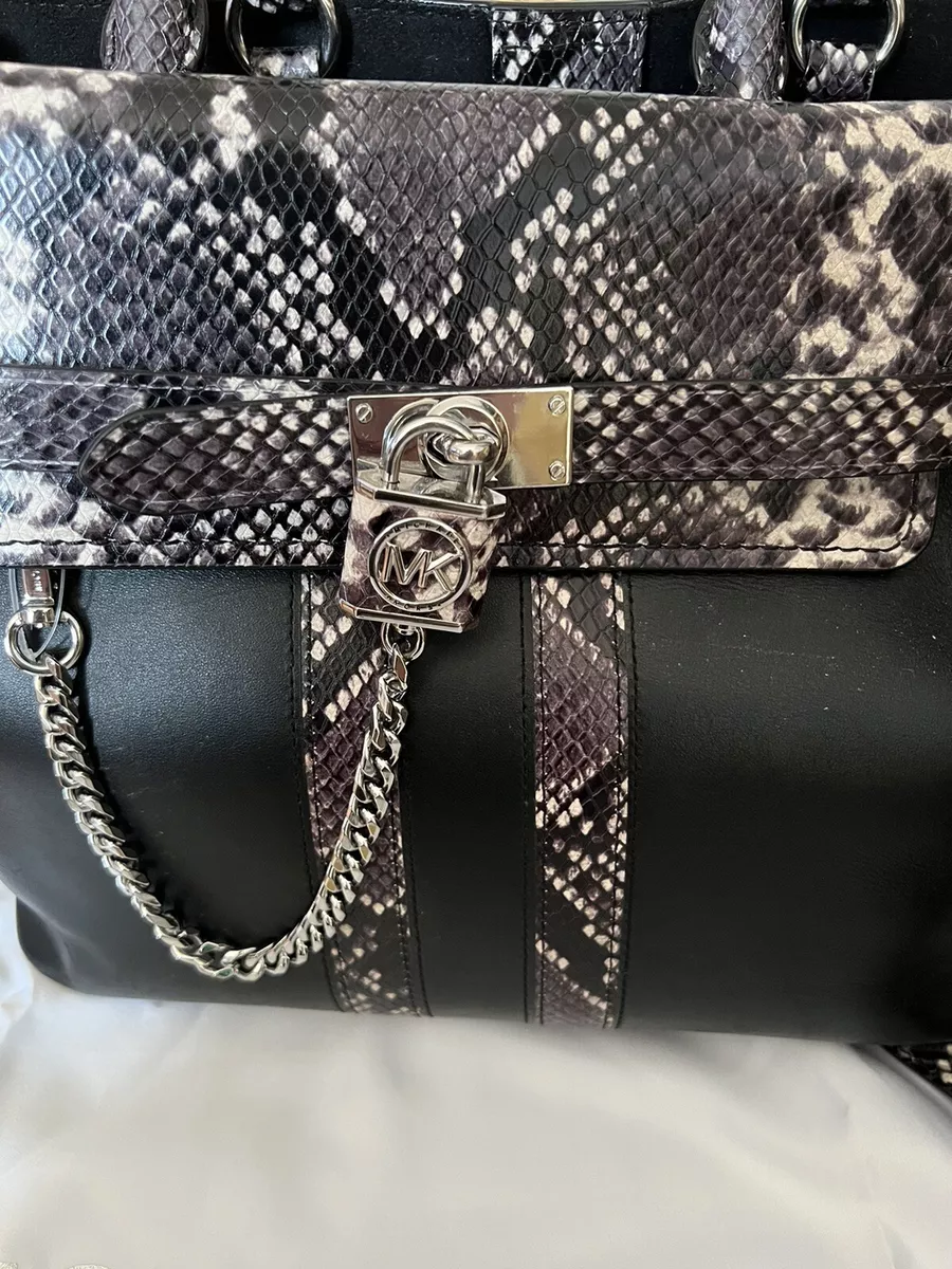 Michael KORS Hamilton Legacy Large Snake Embossed Leather Belted Satchel