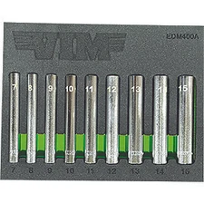 VIM TOOLS EDM400A 9 Piece 1/4" Drive MM Extra Deep Sockets NEW