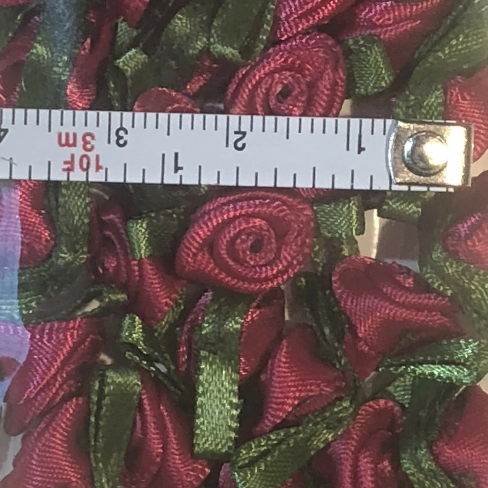 50 SATIN MINI RIBBON ROSES 3/8" Applique Sewing Bow Craft Choose your color! NEW - Image 3 of 4