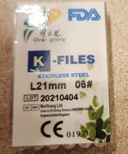 (54)-Dental K-FILES Endo Root Canal File Stainless Steel Hand Use 21mm #06 