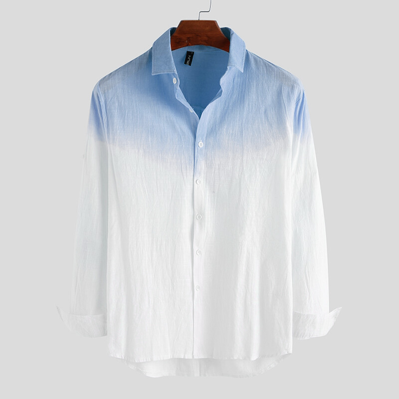 Men's Hooded Blouse with Button Placket | Linen
