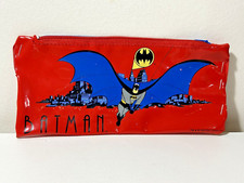 Vintage 1993 DC Comics Batman Red Vinyl Zippered Pencil Case *Damaged