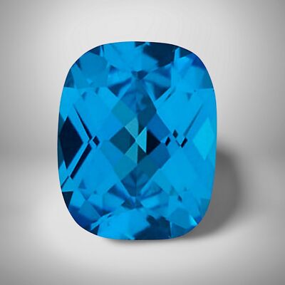 Blue Topaz Cushion Cut Gemstone 2 Cts - 10x8 mm VVS Precious Jewelry Gem