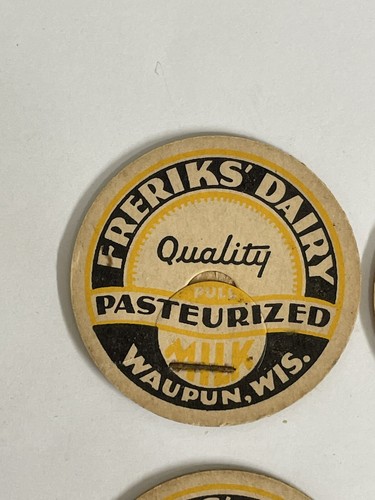 Vintage Milk Bottle Caps Perkins Dairy Pasteurized Milk Waupun Wisconsin