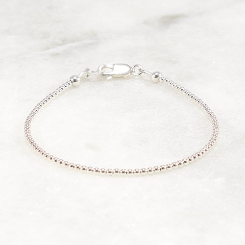 Sterling Silver Bead Bracelet, 2mm bead, Tiny Bead Minimalist Bracelet - Picture 2 of 4