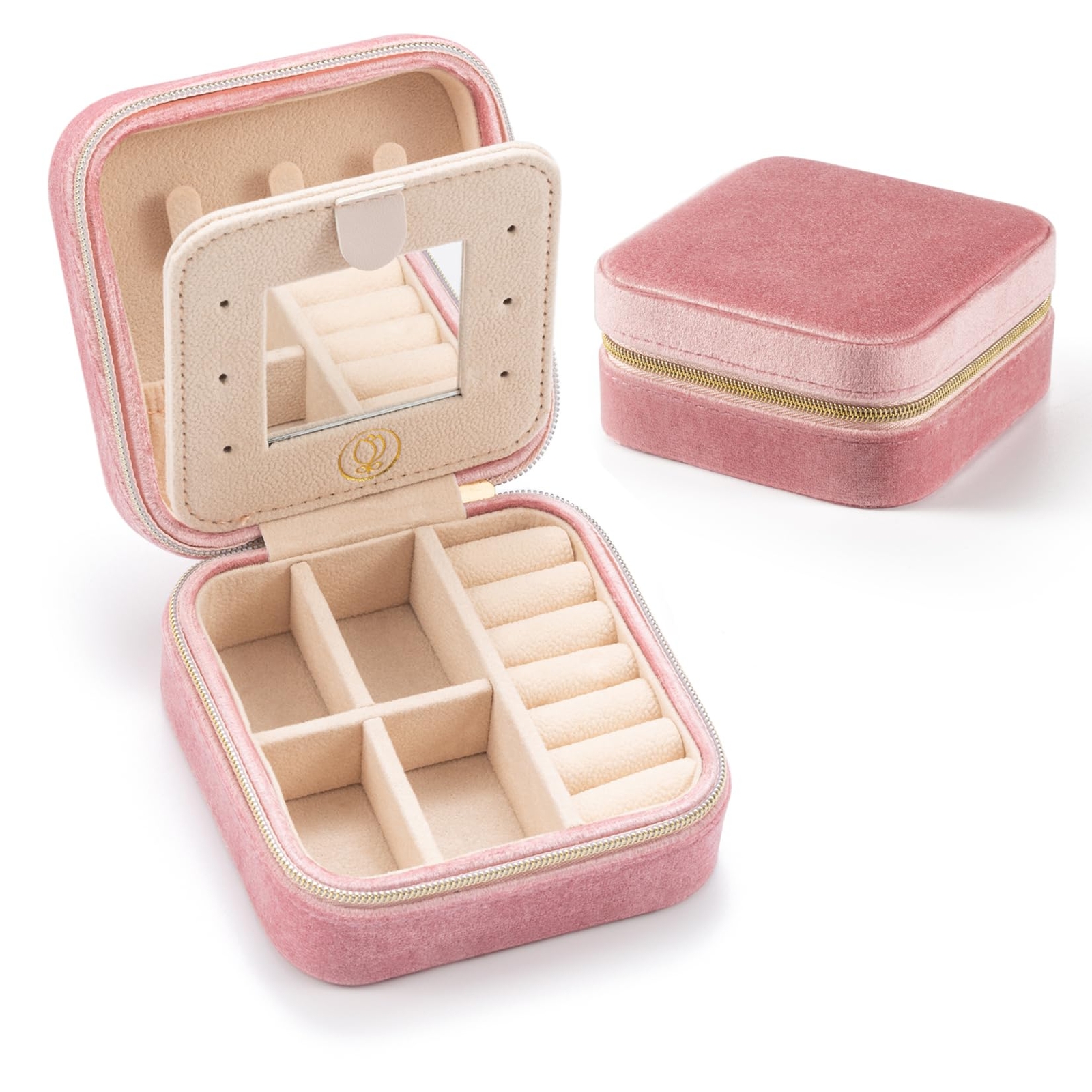 Plush Velvet Jewelry Travel Case,Small Jewelry Box,Traveling Jewelry Organize...