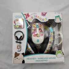 Squishmallows Headset with Microphone, Wireless Mouse, and Mouse Pad Tech Bundle