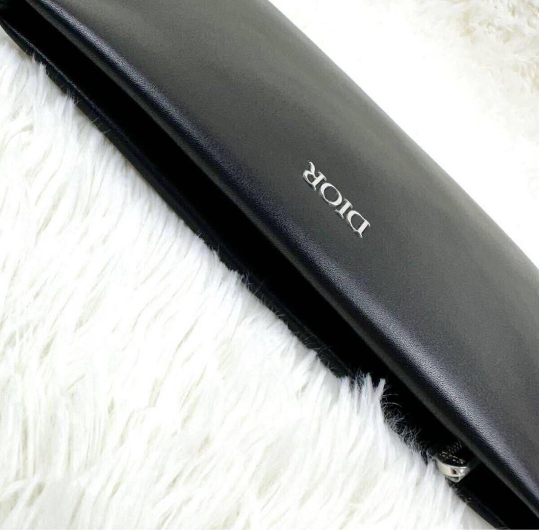 Christian Dior Clutch Pouch leather black bag Houndstooth NIB | eBay