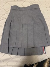 Thom Browne Gray Asymmetrical Pleated Mini Skirt