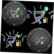 2 PCS Funny Car Decals, Gas Gage Empty Stickers High Gas Holographic Silver