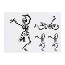 4 x 'Dancing Skeleton' Temporary Tattoos / Transfers TO00004391 