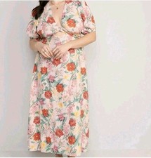 Old Navy Floral Linen-Blend Twist-Front Maxi Dress Size Medium M
