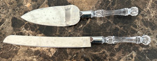 WEDDING CAKE KNIFE AND SERVER KNIFE STAINLESS STEEL VINTAGE ACRYLIC HANDLE