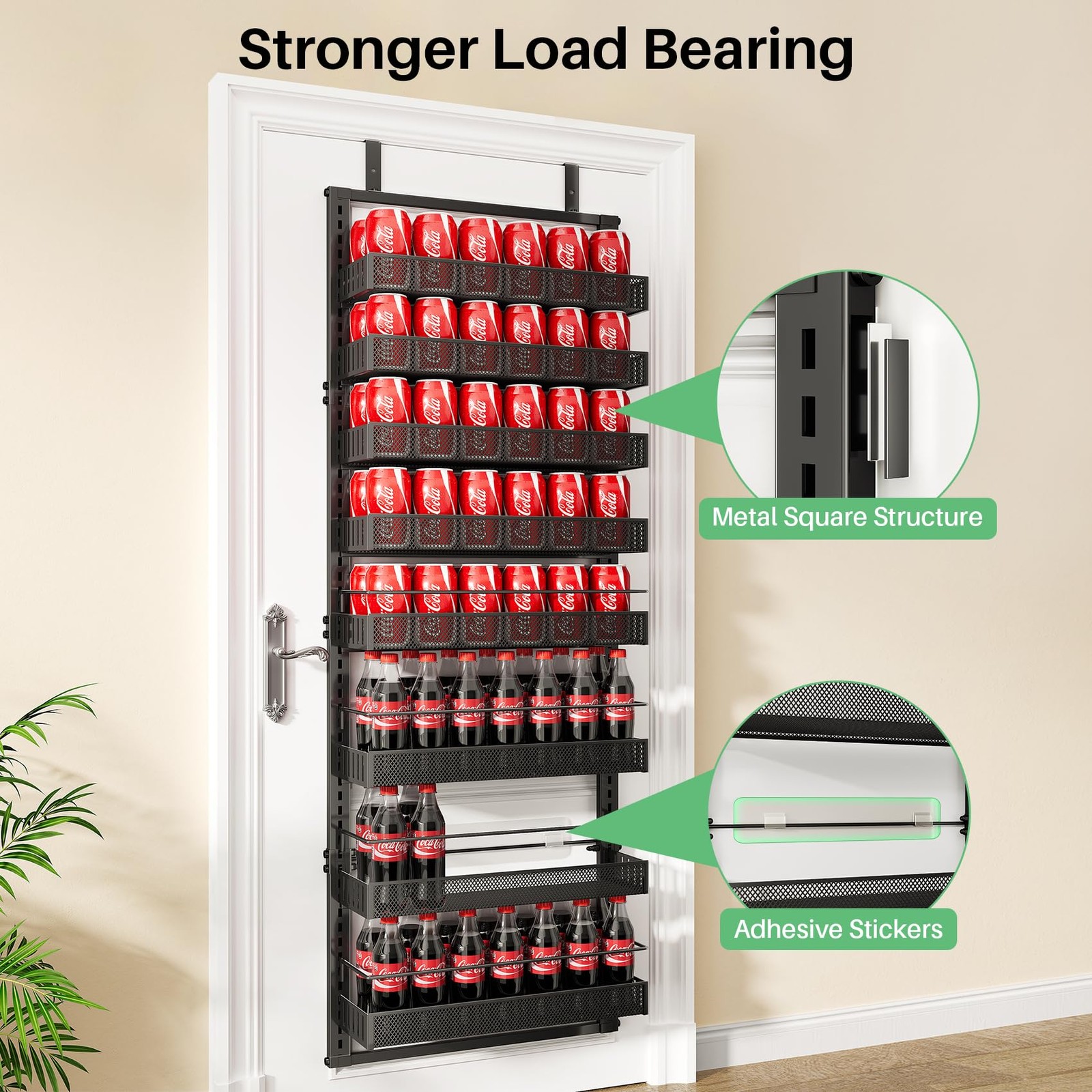 Over the Door Pantry Organizer - 8 Tier Adjustable Pantry Door Spice Organize...