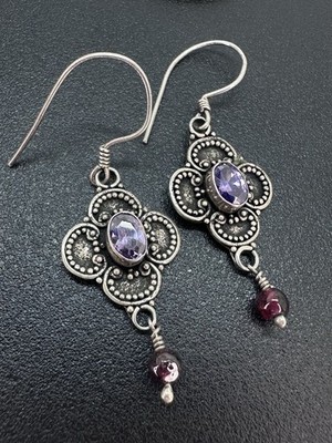 Sterling Silber Amethyst Ohrringe 1,75'' baumelt
