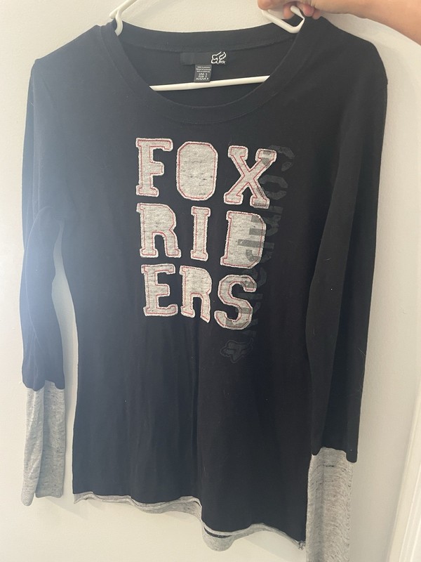 Fox Women’s Long Sleeve Crew Neck Graphic Print T-Shirt Black/Gray Size S