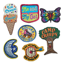 Girl Scout Fun Patches: Roller Skating, Camp, Cookie Sales, Ice Cream-Lot Of 7