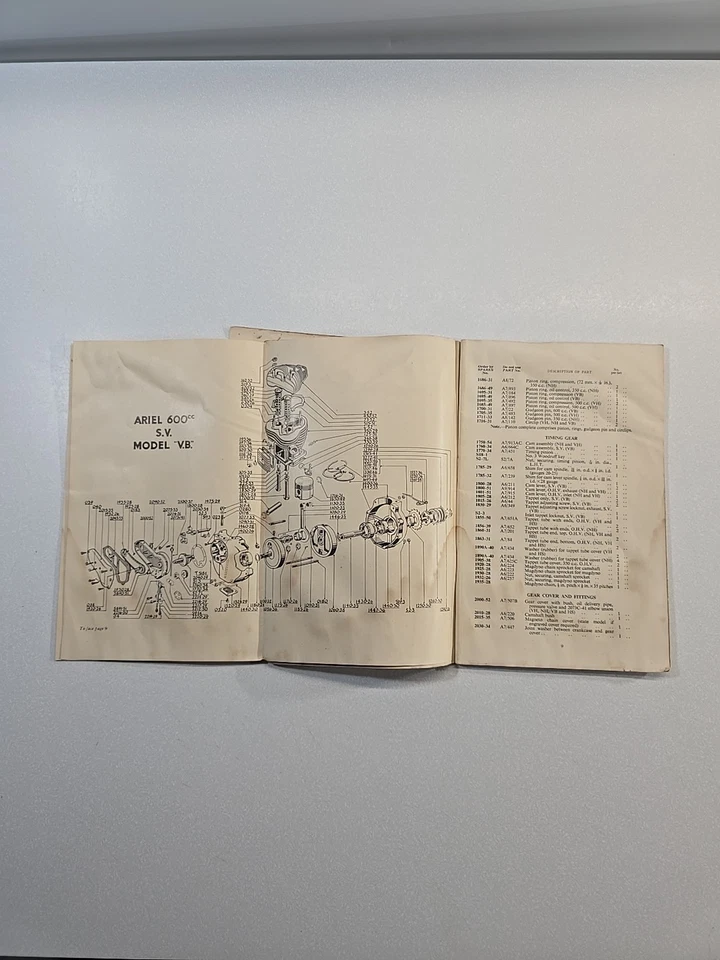 Lista Original de Pares de Repuesto para Ariel La Motocicleta Moderna 1954 Manual Manual Manual Foto 3 de 4