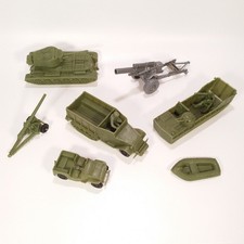 Vintage Marx WWII Vehicles Artillery - Tank Jeep Half Track Boat Raft Howitzer