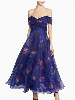 $695 NWT Theia  Desiree  Fit and Flare Dress in Moonlight Iris Sz 4