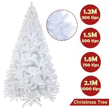 4FT 5FT 6FT 7FT White Artificial Christmas Tree w/ Metal Stand Traditional Xmas
