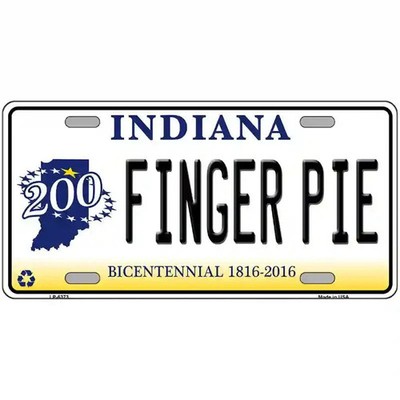 Finger Pie Indiana Metal Novelty Motorcycle Plate Tag Sign Car Truck Wall Home