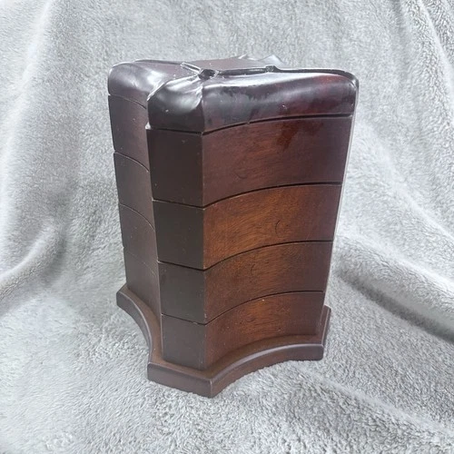 Bombay Company 4 Drawer Stacked Swivel/Twist Jewelry Trinket Wooden Box VTG 2001