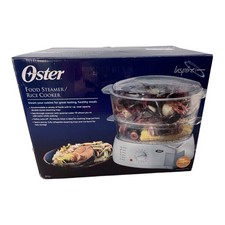 Oster Food Steamer Rice Cooker Food Cooker Double-tiered 6.1 qt White BPA Free