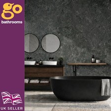 Large PVC Dark Grey Stone Tongue & Groove Waterproof Shower Wall Panel 2400x1000